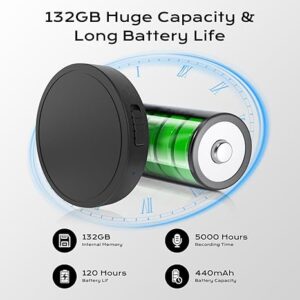 132G (9800 Hour) Voice Activated Recorder - Elasound Voice Recorder with AI-Intelligent Triple Noise Reduction, Portable Audio Recorder for Work, Lectures,100H Continuous Recording Device - Image 5