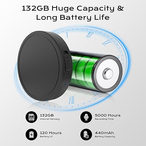 132G (9800 Hour) Voice Activated Recorder - Elasound Voice Recorder with AI-Intelligent Triple Noise Reduction, Portable Audio Recorder for Work, Lectures,100H Continuous Recording Device