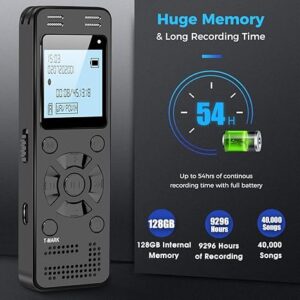 128GB Digital Voice Recorder for Lectures Meetings - EVIDA 9296 Hours Voice Activated Recording Device Audio Recorder with Playback,Password - Image 5