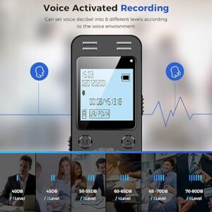 128GB Digital Voice Recorder for Lectures Meetings - EVIDA 9296 Hours Voice Activated Recording Device Audio Recorder with Playback,Password - Image 4