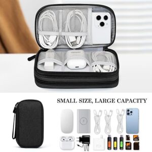 FYY Travel Cable Organizer Pouch Electronic Accessories Carry Case Portable Waterproof Double Layers All-in-One Storage Bag for Cord, Charger, Phone, Earphone Black - Image 2