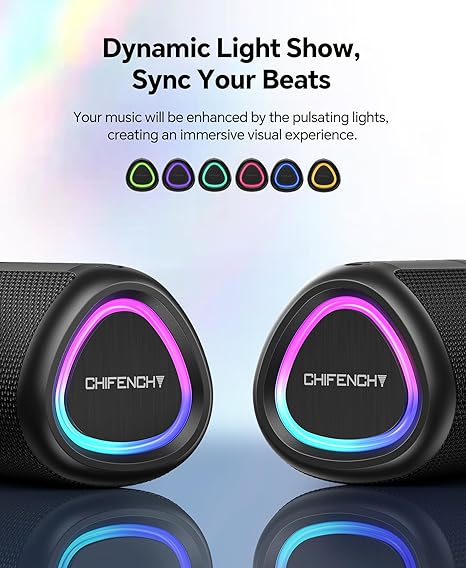 Portable Bluetooth Speaker Beach Essentials: IPX5 Waterproof for Outdoor/Powerful HD Sound/Dynamic Light/All Day Playtime/Wireless BT 5.3/TWS Pairing, Travel|Camping|Pool Accessorie, School Supplies