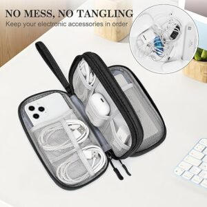 FYY Travel Cable Organizer Pouch Electronic Accessories Carry Case Portable Waterproof Double Layers All-in-One Storage Bag for Cord, Charger, Phone, Earphone Black - Image 3