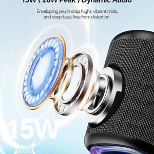 Portable Bluetooth Speaker Beach Essentials: IPX5 Waterproof for Outdoor/Powerful HD Sound/Dynamic Light/All Day Playtime/Wireless BT 5.3/TWS Pairing, Travel|Camping|Pool Accessorie, School Supplies - Image 6