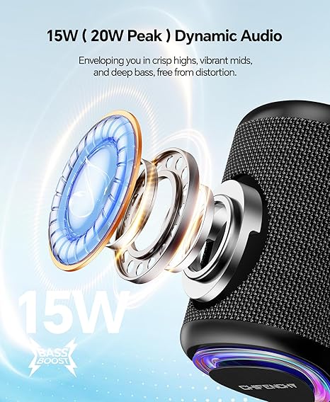 Portable Bluetooth Speaker Beach Essentials: IPX5 Waterproof for Outdoor/Powerful HD Sound/Dynamic Light/All Day Playtime/Wireless BT 5.3/TWS Pairing, Travel|Camping|Pool Accessorie, School Supplies